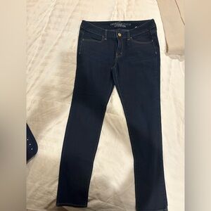 American Eagle Outfitters Women's Dark Blue Skinny Jeans Size 10